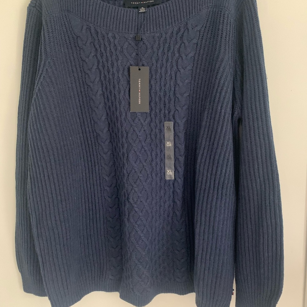 Tommy Hilfiger Woman’s Dark Navy Cable Crewneck Sweater